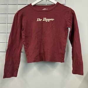 Dr Pepper Women's Long Sleeve Logo Tee in Burgundy